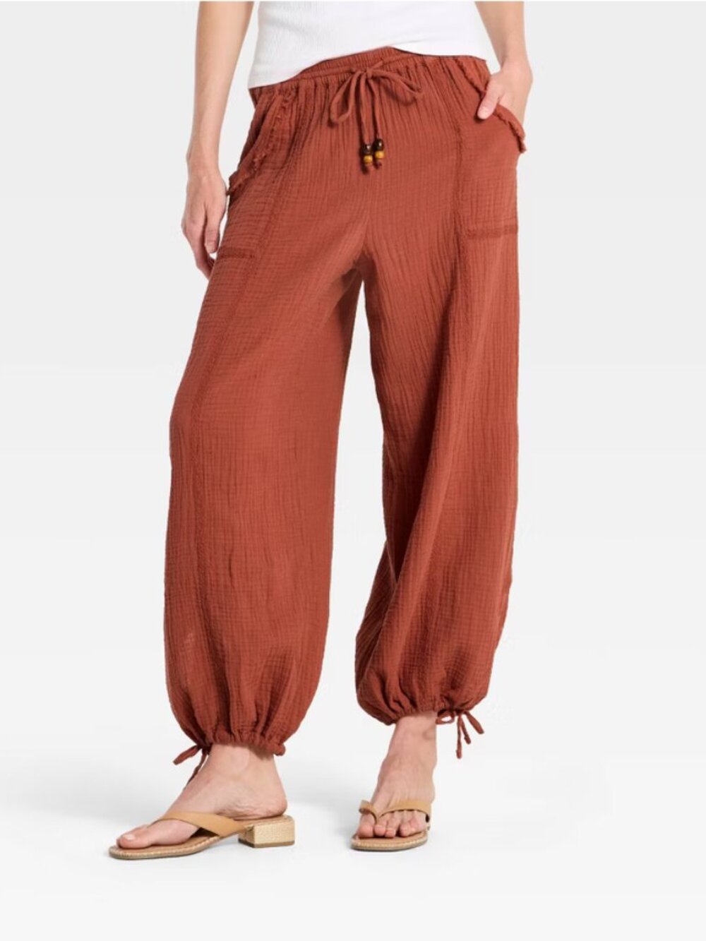Universal Thread Women's Regular Rise Baggy Ankle Pull-On Pants XS Rust